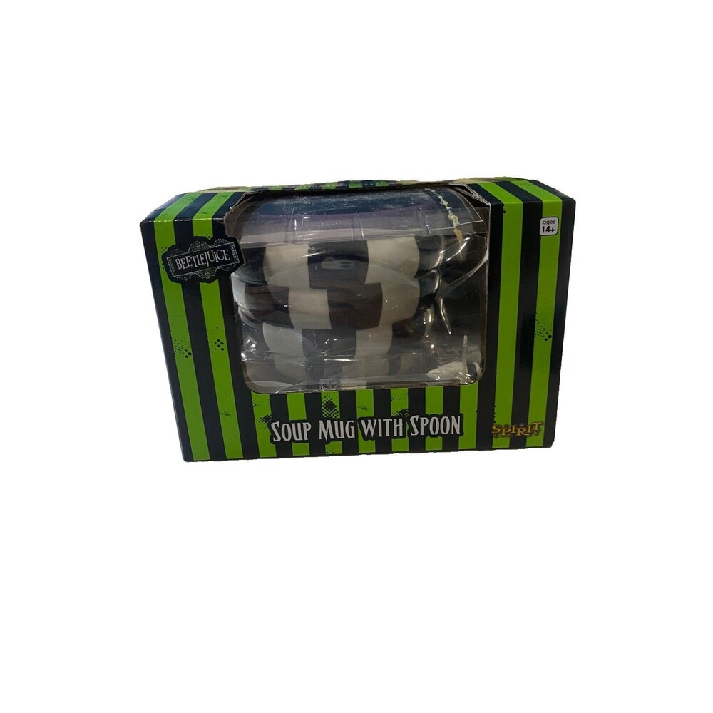 Spirit Halloween Beetlejuice Soup Mug with Sandworm Spoon Ceramic Cup New In Box